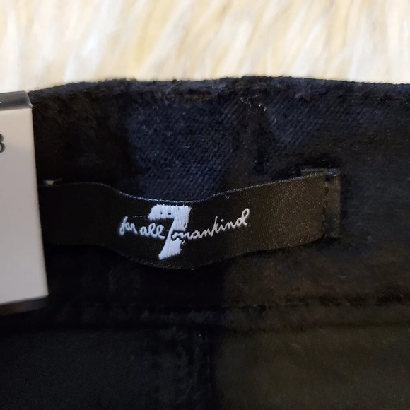 7 For All Mankind Black Velvet Wide Leg Trouser Jeans New - Picture 6 of 9